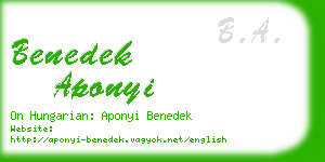 benedek aponyi business card